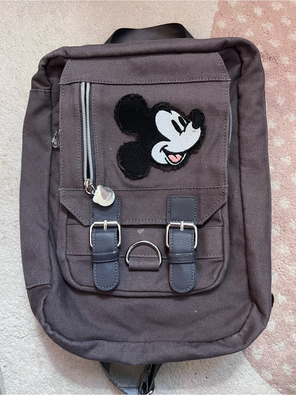 Dismay Parks Mickey Mouse Pin Trading Backpack Gray Canvas Crossbody Bag